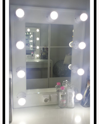 Espejo de camerino y maquillaje. Vertical. Blanco. 80 x 60 cm.